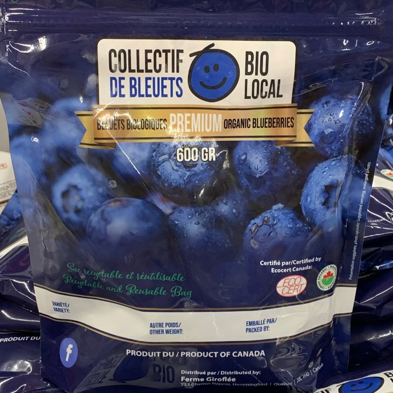 Organic frozen blueberries, PREMIUM quality 600gr